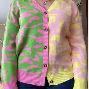 NWT Green, Pink and Yellow Sweater/Cardigan